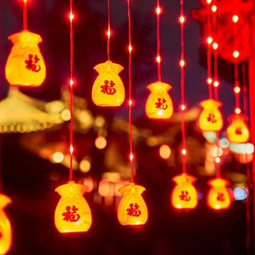 新年福字窗帘灯LED彩灯闪灯串灯