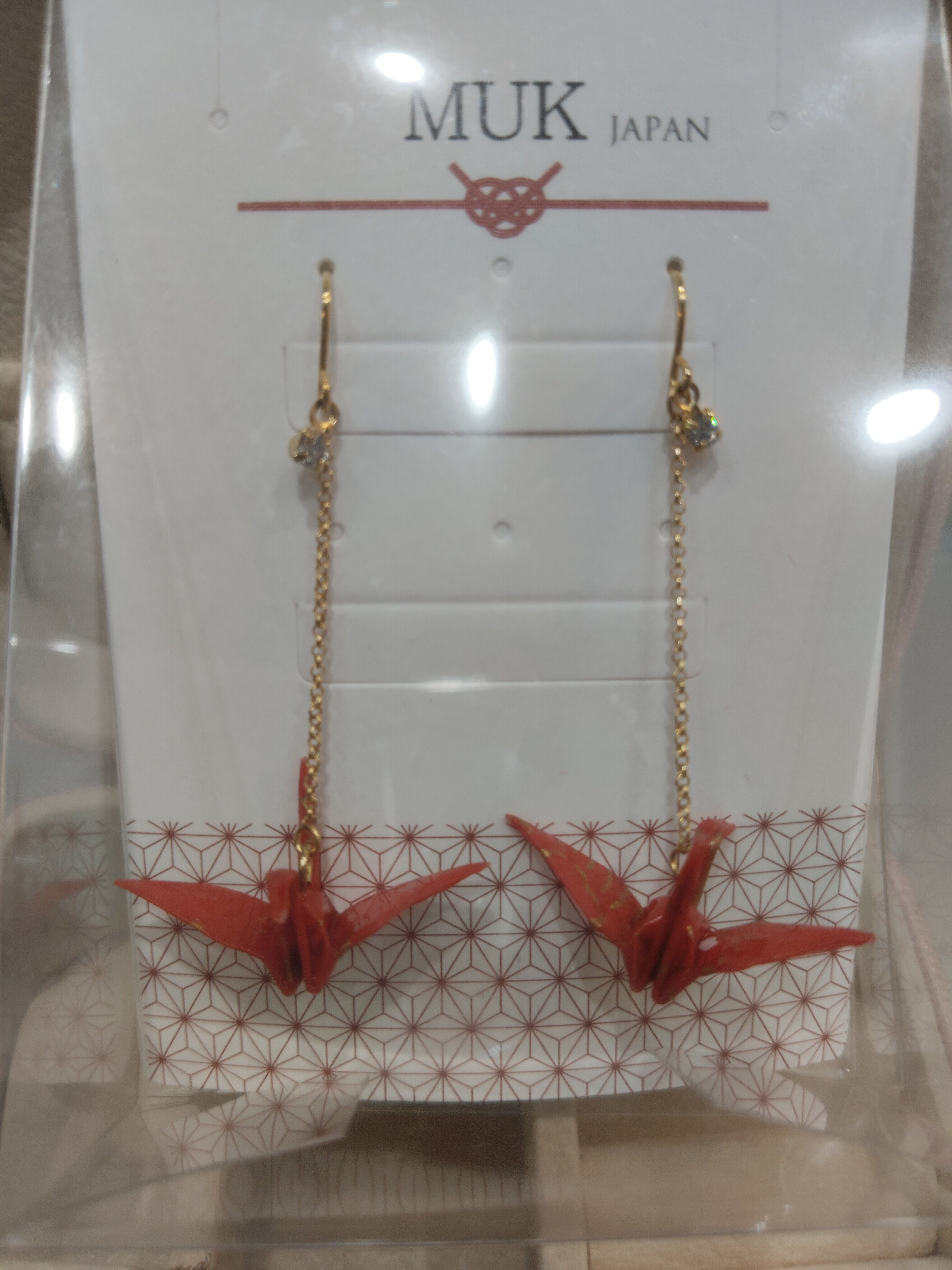 日本直邮红色千纸鹤耳环