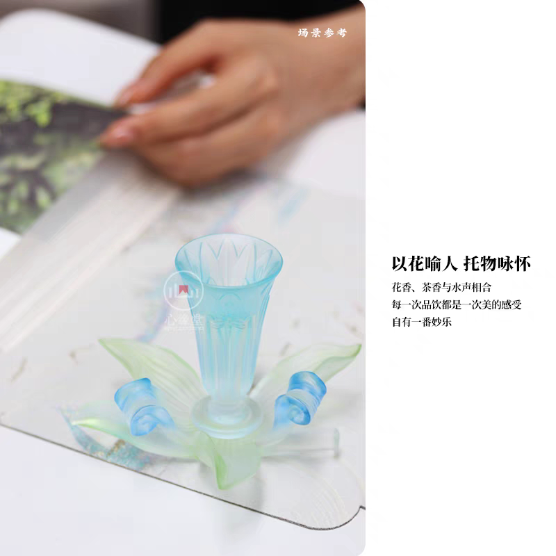 客福心缘堂景德镇心缘堂琉璃十二花神套组琉璃杯品茗杯主人杯茶杯