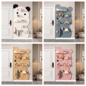 熊猫卡通实木洞洞板定制墙上置物架挂衣架洞挂墙入户收纳架墙面架