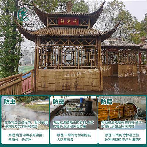 竹亭子竹凉亭竹房子竹屋竹建筑竹门楼竹长廊竹篱笆围栏牌楼定制