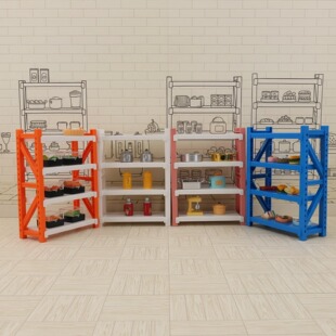 娃娃屋配件收纳架仓库多层货架展示架可调节置物架微缩食玩模型