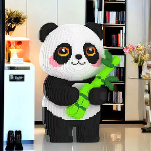 熊猫花花积木拼图成人版高难度巨大型小颗粒益智拼装玩具2025新款
