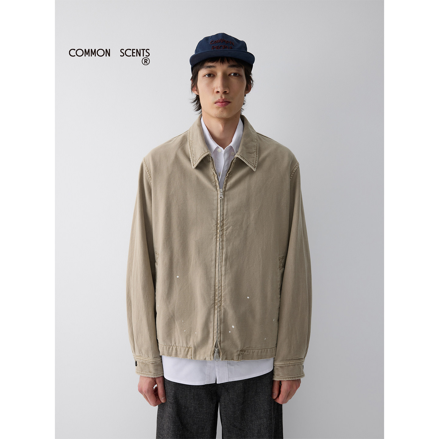 COMMON SCENTS阿苏特染色泼墨做旧9.5oz竹节棉cs翻领行政夹克