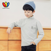 A类天然彩棉儿童高领打底衫 纯棉加厚加绒男童女童秋冬季 保暖上衣