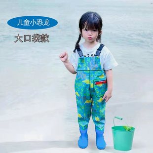 备玩沙半身衣服 男女小孩赶海专用装 水鞋 儿童玩水服背带连体下水裤