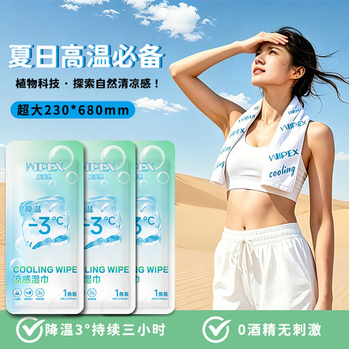 夏季降温凉感湿巾便携实惠装