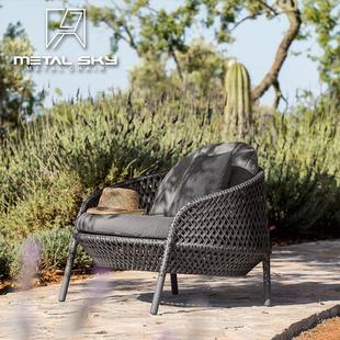 户外休藤编桌椅人组合闲椅沙发室外T 025庭院酒单店懒人户外藤三