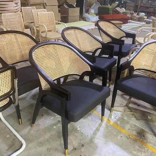 工店厂藤藤编围椅编椅子餐厅酒店奶茶休闲扶定椅 设计手师靠背手