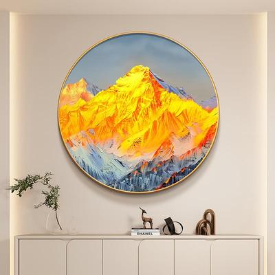 日照金山圆形入户玄关装饰画画现代简约有山无水靠山画画走廊过道