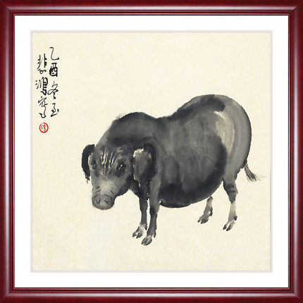 网红徐悲鸿十二生肖鼠牛虎兔龙蛇马羊猴鸡狗猪国画客厅书房走廊壁