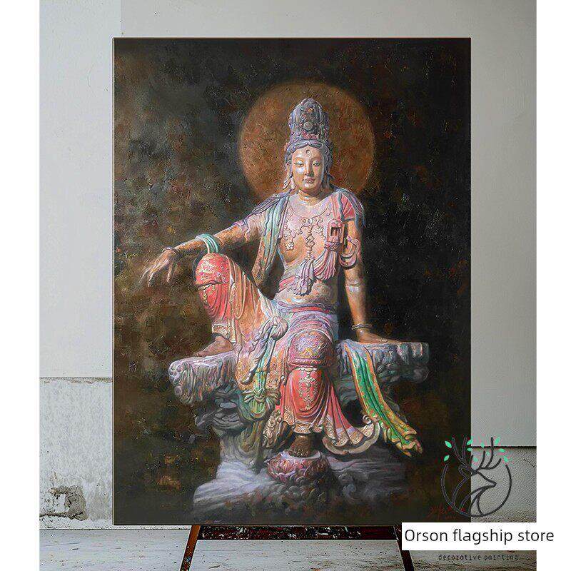 水月观音壁画新中式风格高端禅意艺术装饰画宁静书房卧室客厅挂画