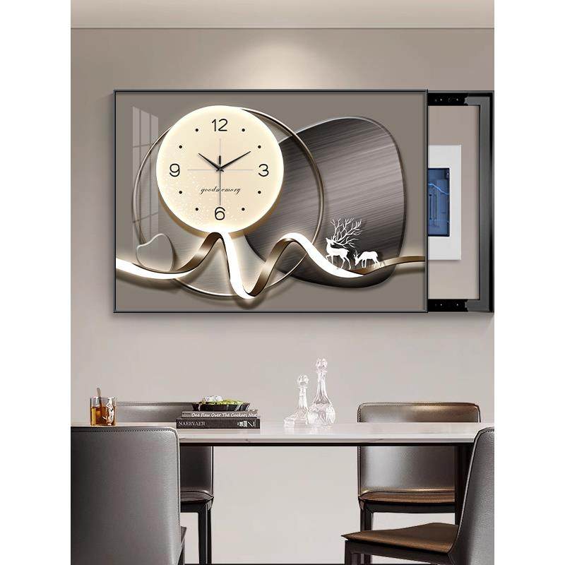 现代轻奢电表箱装饰画高级感钟表遮挡电闸盒配电箱壁画弱电箱挂画