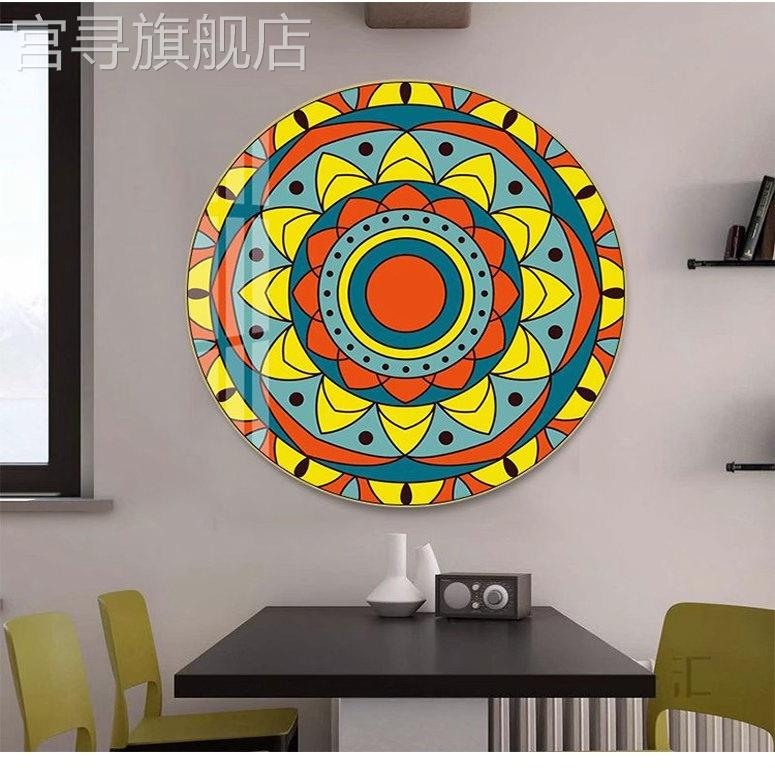 印度民族风装饰画唐卡画曼陀罗花纹圆形壁画复古玄关中堂客厅挂画图片