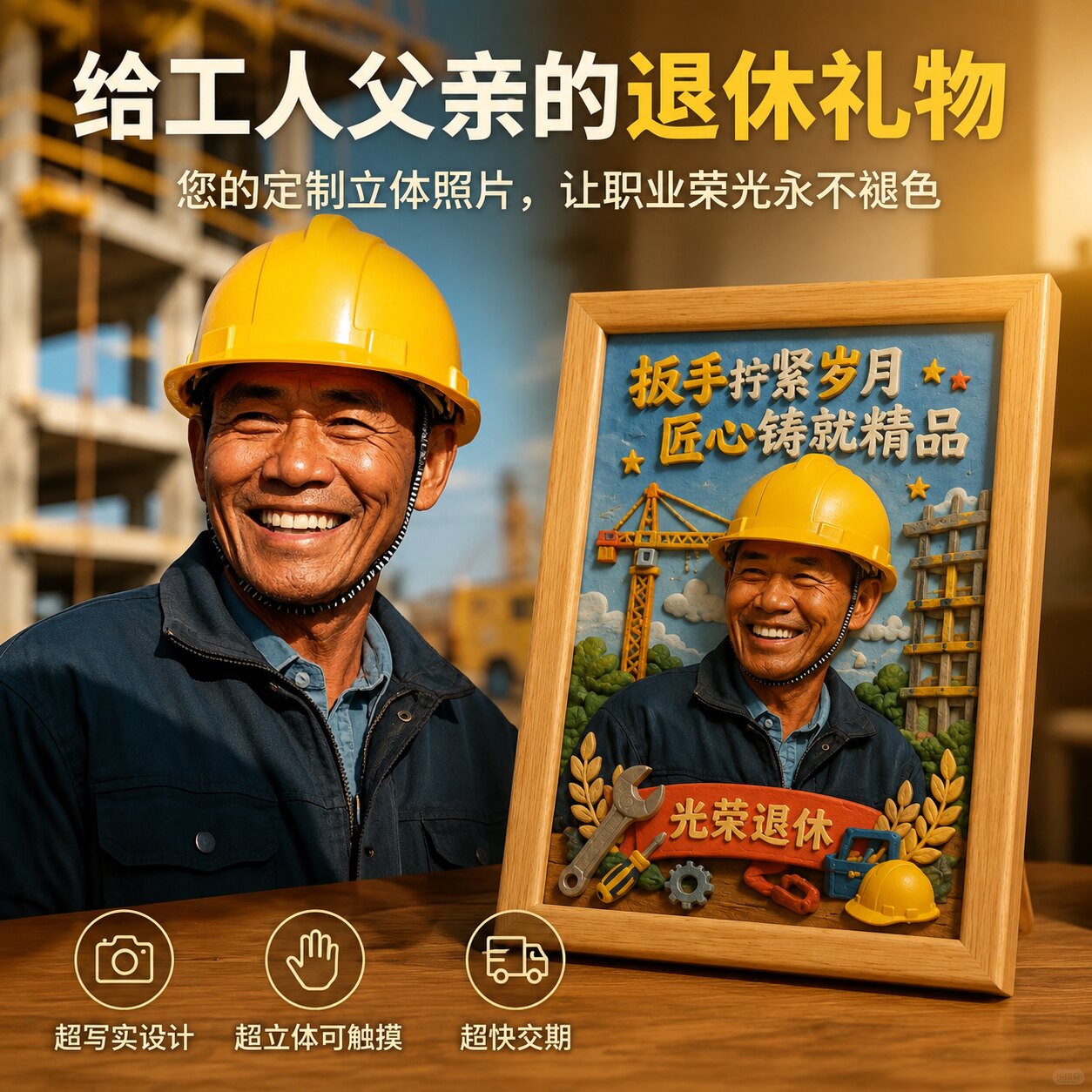 定制立体退休荣休纪念照片送长辈
