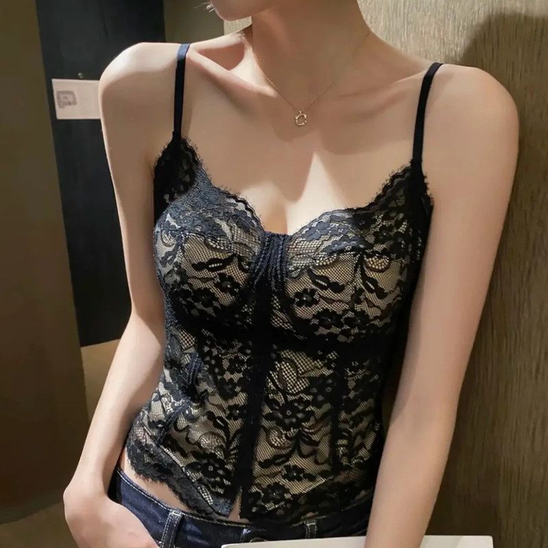 纯欲风性感蕾丝吊带背心女新款美背外穿收腰显瘦内搭夏季收腰背心