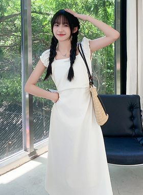夏款首发 夏法式初恋方领收腰小白裙连衣裙2C122-017-P105-K158