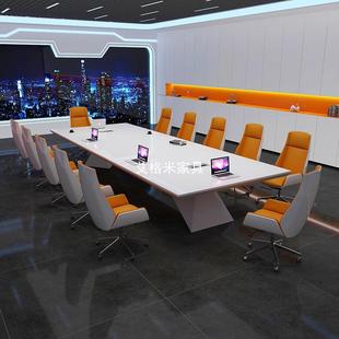 大小型会议长桌色烤漆简约现65465656代长方形桌时尚 创意谈办公室