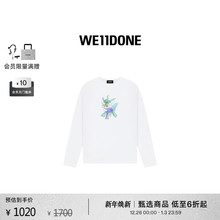 【明星同款】WE11DONE男女同款JEFF怪兽绘图长袖T恤街头感复古