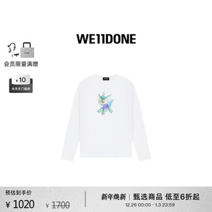 JEFF怪兽绘图长袖 WE11DONE男女同款 T恤街头感复古 明星同款
