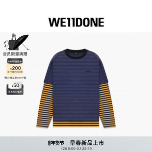 WE11DONE26春季新品条纹层叠长袖T恤设计感潮流个性休闲