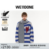 WE11DONE25秋冬男女同款 垃圾摇滚风心形条纹毛衣休闲日常