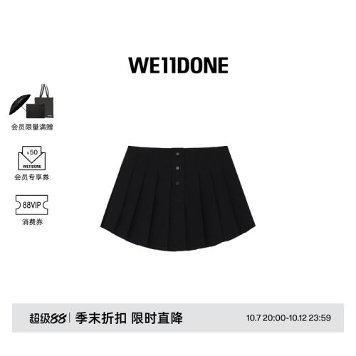 女士工字褶WE11DONE迷你裙