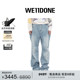 WE11DONE女士中腰阔腿褪色做旧牛仔裤 免费改裤 长裤