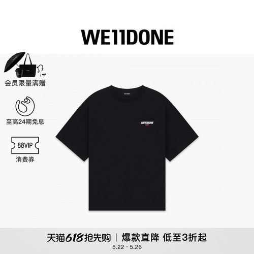 【线上独家】WE11DONE25男女同款经典圆领短袖T恤休闲简约风日常