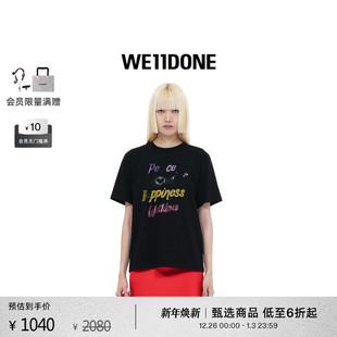 WE11DONE女士logo印花修身 T恤 短袖