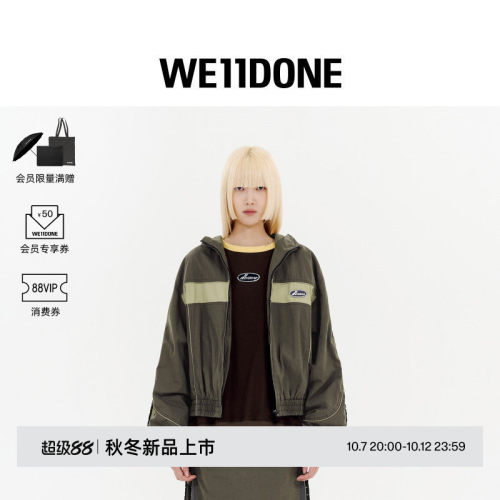【明星同款】WE11DONE26早秋新品男女同款徽标字母LOGO拉链夹克