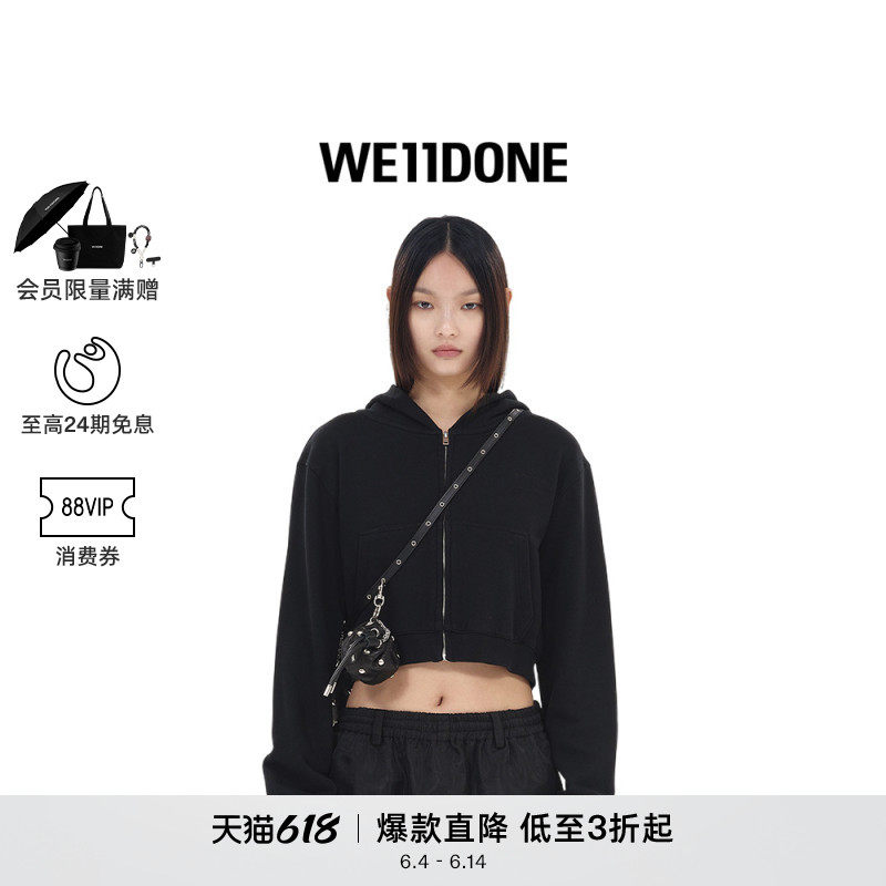 WE11DONE女士火花LOGO拉链连帽衫潮流时尚休闲个性外套