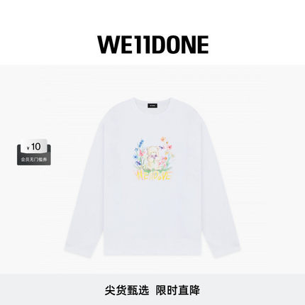 【新品直降7折】WE11DONE26夏季新品男女同款贴纸小熊长袖T恤潮流