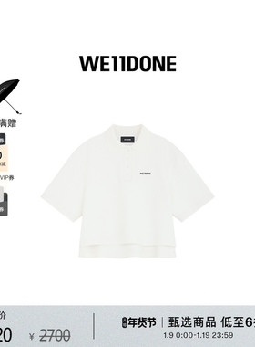 WE11DONE女士短款刺绣LOGO简约休闲POLOT恤日常经典时尚