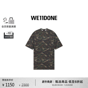 WE11DONE中性男女同款 连衣裙 宽松迷彩图案短袖