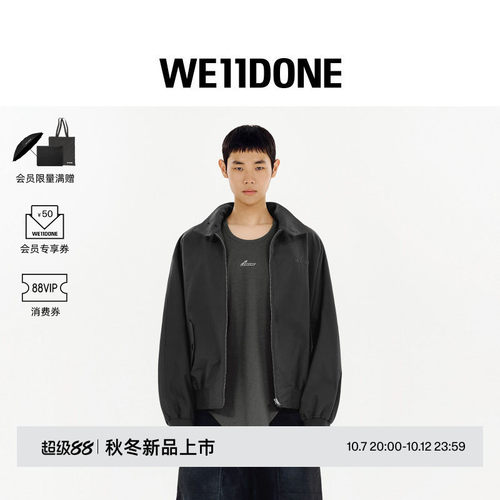 WE11DONE26早秋新品男女同款蝙蝠袖徽标哈灵顿外套潮流时尚