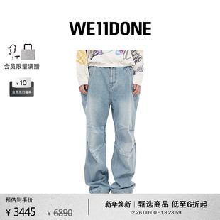 长裤 WE11DONE女士中腰阔腿褪色做旧牛仔裤 免费改裤