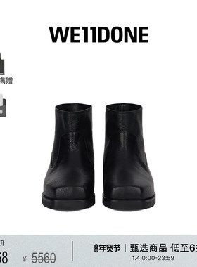 WE11DONE男士黑色男式缩口踝靴