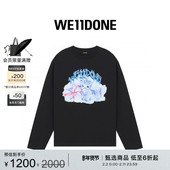 WE11DONE25秋冬男女同款 项链猫咪印花T恤复古印花街头风