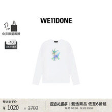【明星同款】WE11DONE男女同款JEFF怪兽绘图长袖T恤街头感复古