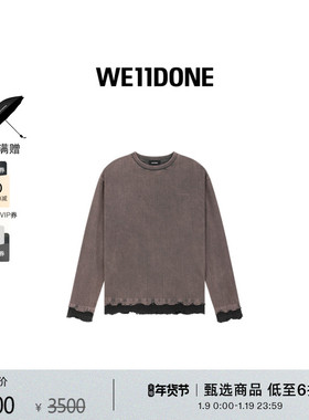 【明星同款】WE11DONE男女同款小标做旧撞色长袖T恤复古潮流