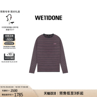 日常 T恤简约休闲时尚 WE11DONE男女同款 航海风logo条纹长袖