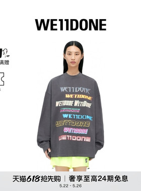 WE11DONE中性男女同款经典字母logo印花炭灰色宽松休闲圆领运动衫