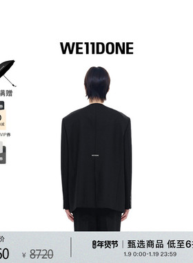【明星同款】WE11DONE男士黑色长袖无领单排扣西装外套