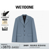 WE11DONE25早秋男士 羊毛单排扣蓝色垫肩LOGO贴饰休闲西装 外套