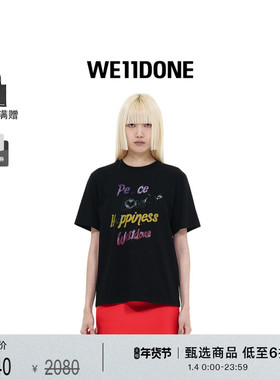 WE11DONE女士logo印花修身短袖T恤