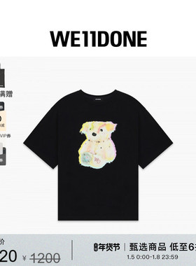 【线上独家】WE11DONE25男女同款彩色小熊短袖T恤设计感朋克风