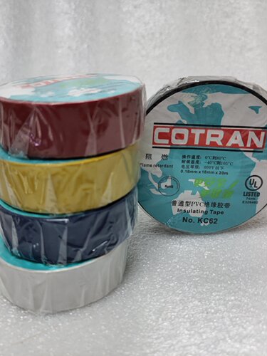 新品COTRAN绝缘胶带阻燃PVC电胶布黑色防水汽车线束耐高温电工胶