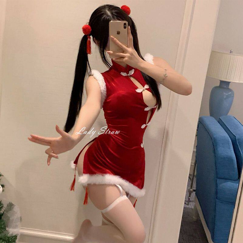 圣诞床上旗袍套装辣妹cosq
