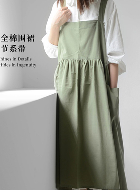 茉白家居北欧ins防水全棉围裙可调节系带加大花店工作服厨房 MB22